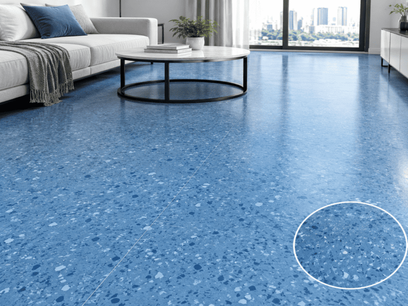 PVC flooring to partition track cross-section, termination profile layers